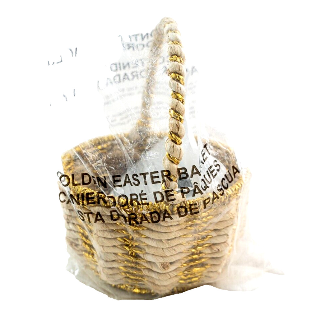 Easter Basket Kid's 9" Maize/Gold Woven Foil 2018 Avon New Handled Holiday Gift